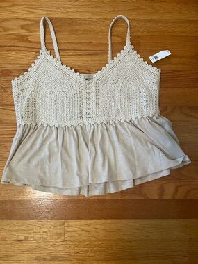 Old Navy Cream Crochet-Trim Peplum Cami